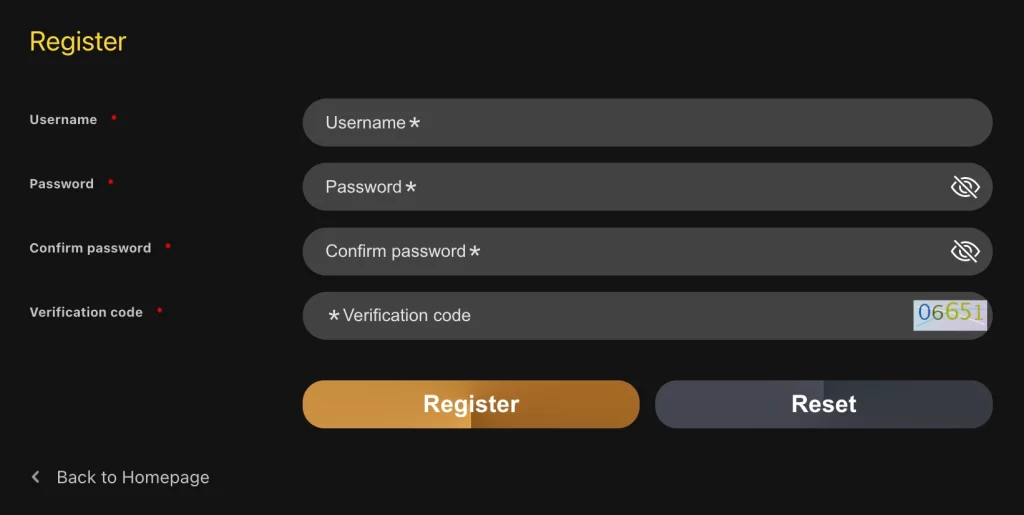 PHPFAMOUS app registration screen for login and new user sign up online casino